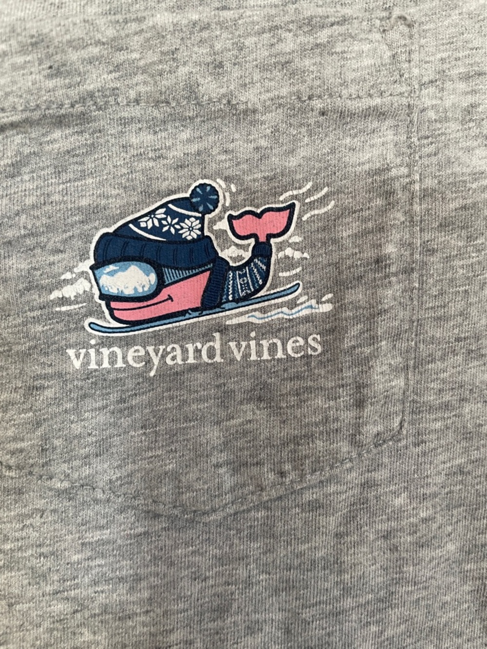 Vineyard Vines Kids Gray Long-Sleeve Pocket Tee with Whale Logo Holiday Small - Picture 5 of 8